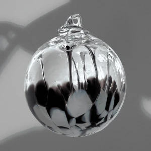 4in black & white Glass Witch Ball