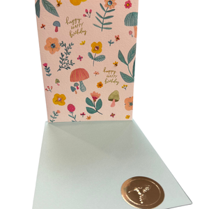 Floral Mushroom Pattern Birthday Card