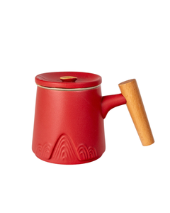 Tea Mug with Lid - Red