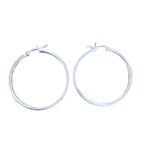 Silver Hoop Plain 1in Earrings