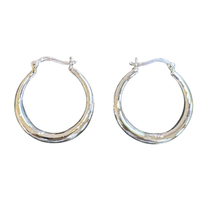 Silver Hoop Electroform 1in Earrings