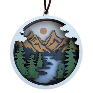 River Scene Orange Mountains Ornament