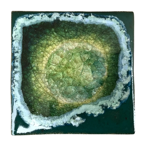 Green with Dark Green Glass Coaster Tile
