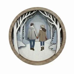 Winter Couple Round Ornament