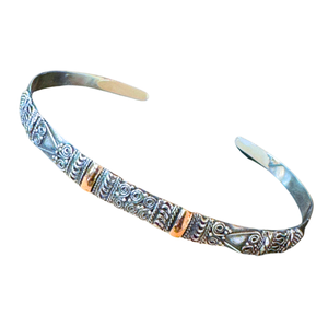 Silver Bali with 18k Rose Gold Cuff Bracelet