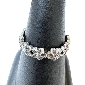 Silver Flower Band Ring S9