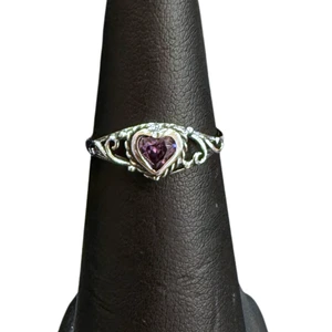 Kid's CZ Purple Heart Ring S5