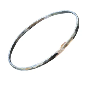 Silver Hammered Bangle Stackable Bracelet - 65mm Wrist