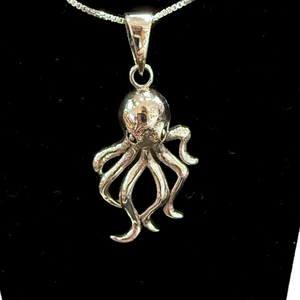 Silver Small octopus / Squid Necklace