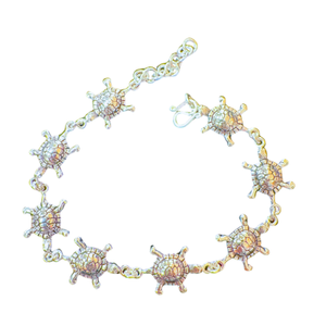 9.5in Silver Turtles Anklet