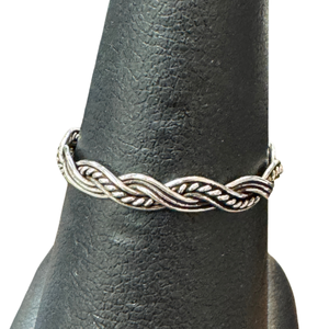 Sterline Silver with Rhodium Braid Ring S8