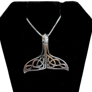 Silver Whale Tail with Open Swirl Necklace