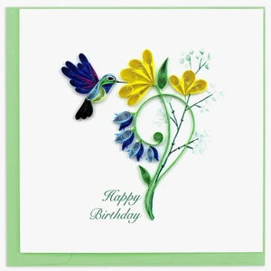 Quilled Birthday hummingbird Card