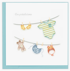Quilled Baby Clothesline Card Quilled Baby Clothesline Card