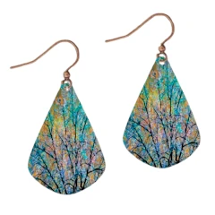 Blue Branches Triangle Drop Earrings
