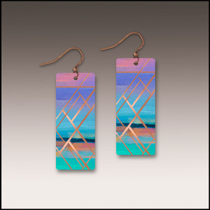 Rectangle Blue & Purple Geometric Earrings Rectangle Blue & Purple Geometric Earrings