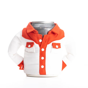 Howdy Cowboy Shirt Koozie Sandy White/ Red Howdy Cowboy Shirt Koozie Sandy White/ Red