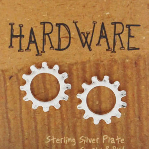 Gear Stud Earrings Silver Gear Stud Earrings Silver