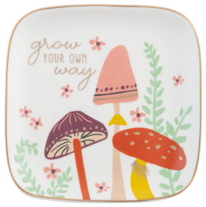 Grow Your Own Way Square Mushroom Trinket Tray Grow Your Own Way Square Mushroom Trinket Tray