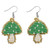Green Beaded Mushroom Earrings