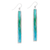 Rectangle THIN Aqua Abstract Icicle Earrings