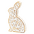 Carved Wood Floral Pattern Bunny