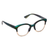 Georgia Teal Horn Gold Blue Light Reading Glasses 2.50