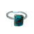 Copper Turquoise Rectangle Silver Ring S7
