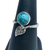 Copper Turquoise with Leaf Silver Ring S6