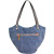 Blue Canvas with Embroidered Flower Shoulder Bag