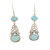 Aqua Chalcedony, Blue Topaz Oval with Leaves Earrings