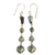 Prehnite 3 Stone Drop Silver Earrings