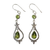 Peridot Hang Tear Silver Earrings