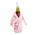 Wine Bottle Koozie White Robe Pink Heart