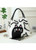 Fabric Top Handle Crossbody Cat Black & White