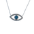 Evil Eye Blue Topaz CZs Silver Necklace