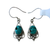 Blue Turquoise Oval Scroll Drop Silver Earrings