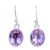 Amethyst Facet Oval Plain Silver Earrings