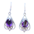 Amethyst Oval Facet Scroll Drop Silver Earrings