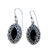 Black Onyx Marquis Silver Earrings