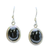 Black Onyx Oval Detailed Outline Silver Earrings