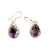 Amethyst Tear Facet Silver Earrings
