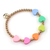 Gold Heart Stretch Multi Color Bracelet