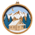 Winter Cabin Round Wood Ornament