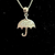 Silver Umbrella with CZs Necklace
