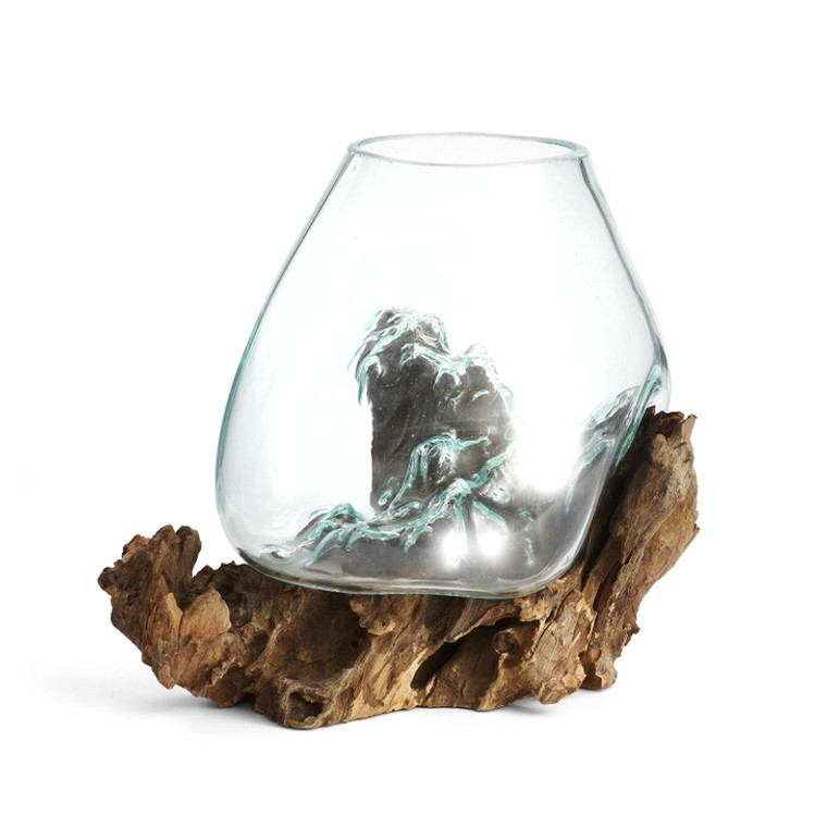 Molten Glass & Wood Sculpture ( 10")