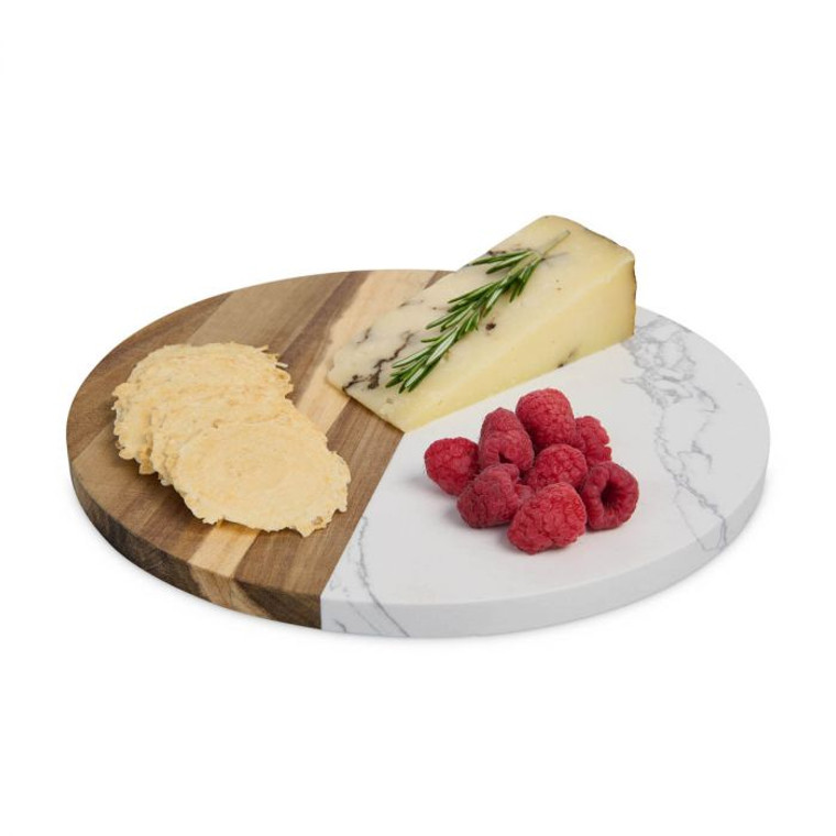 Round Cultured Marble & Wood Cheese Board