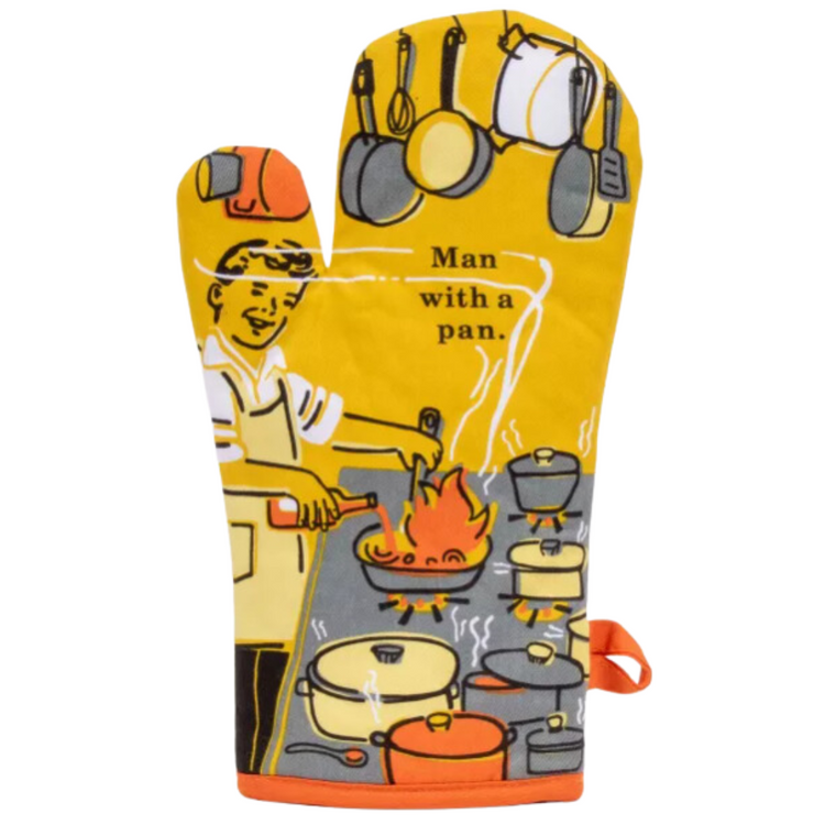 Man with a Pan  Oven Mitt