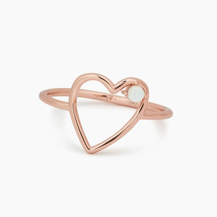 Rose Gold Sweetheart Stone Ring Size 6