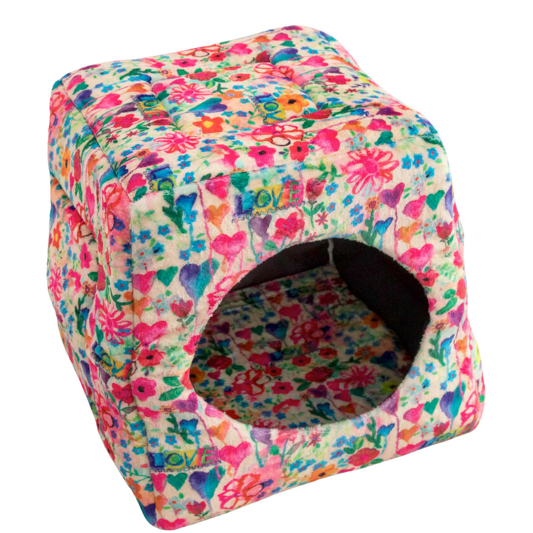 Love Graffiti Floral Collapsible Cozy Cat Bed